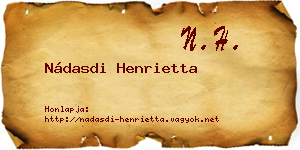 Nádasdi Henrietta névjegykártya