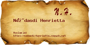 Nádasdi Henrietta névjegykártya